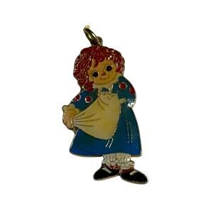 Vintage 1981 Gold Tone Costume Raggedy Ann Pendant